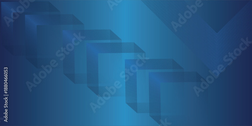 Dynamic abstract blue background featuring transparent geometric cubes and a subtle gradient Ideal for technology, business, or modern design concepts