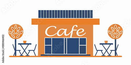 A cozy little cafe with tables and chairs outside