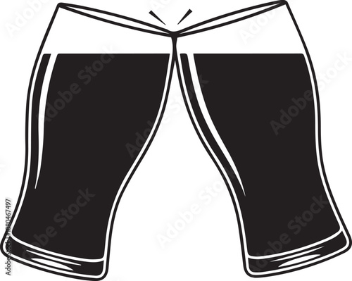 Two glasses of dark beer clinking together in a toast celebration