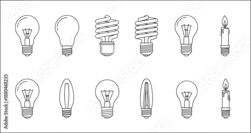 Light bulb and candle vector icons. energy, idea, electricity, power symbols