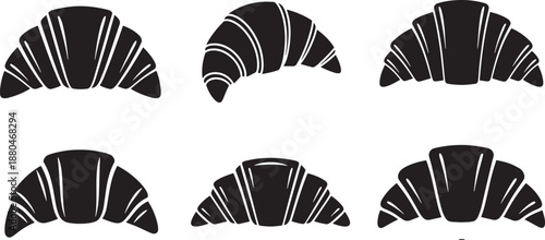 Croissant pastry vector illustrations. french bakery, breakfast, snack symbols
