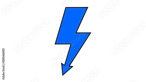 Bright blue lightning bolt icon signifying powerful electrical energy, rapid charging, and dynamic power supply for various technological applications