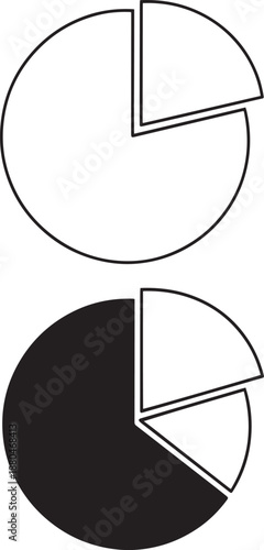 Pie chart outline and silhouette design showing statistical data