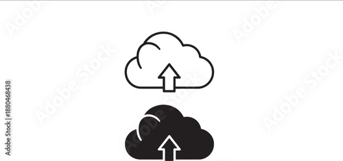 Cloud upload download arrows vector icon set for web and app design