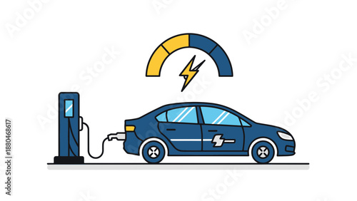 Modern electric vehicle charging at a dedicated station, symbolizing clean energy adoption and sustainable transportation for the future