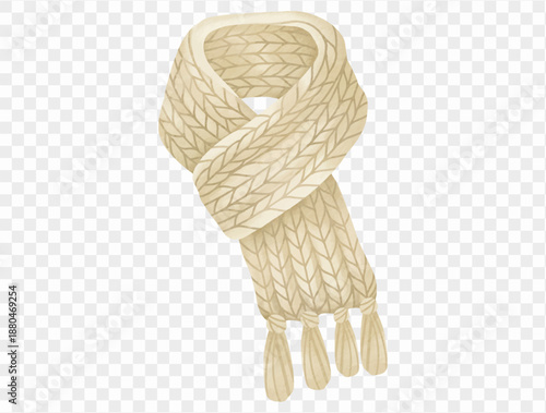 Watercolor knitted scarf winter cozy illustration vector