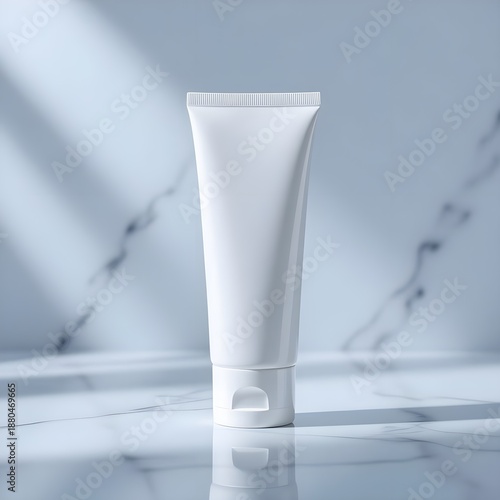 Snowy White Marble Surface with Cool Lighting – Minimal Facewash Tube Mockup
