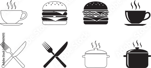 Restaurant food menu icons set vector illustration design elements graphic