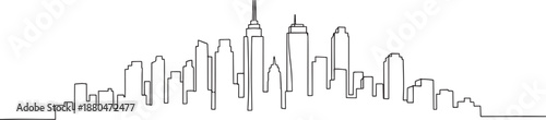 Minimalist cityscape outline drawing on transparent background vector art