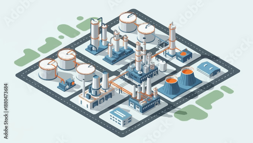 Industrial Factory Complex Isometric View.