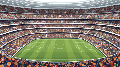 Wide angle soccer stadium with crowd