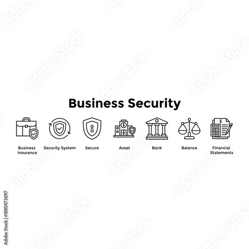 Business Security Banner Web Icon Vector Illustration Concept For Business Insurance, Security System, Secure, Asset, Bank, Balance, Financial Statements