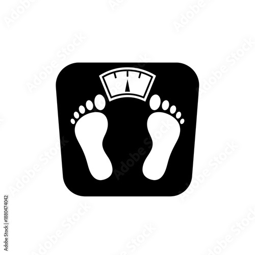 Bathroom Scale with Footprints Icon Illustration – Body Weight Measurement Symbol