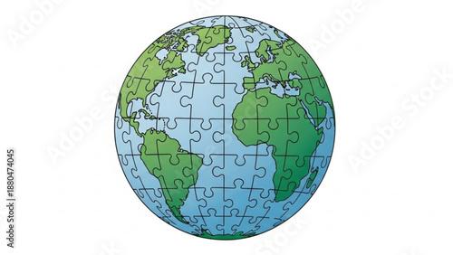 Earth globe puzzle pieces together complete world map