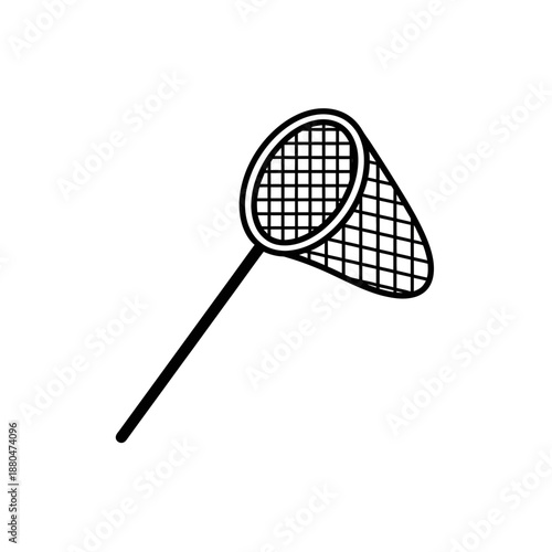 Fishing Net Icon Illustration – Angling Catch Tool Silhouette Symbol