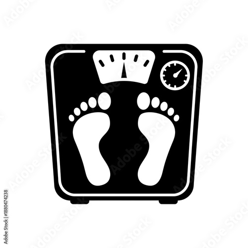Bathroom Scale with Footprints Icon Illustration – Body Weight Measurement Symbol