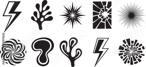 Collection of black and white abstract vector shapes for creative designs