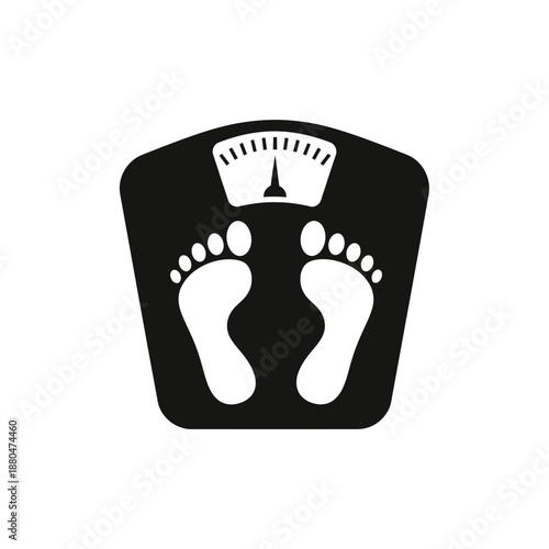Bathroom Scale with Footprints Icon Illustration – Body Weight Measurement Symbol