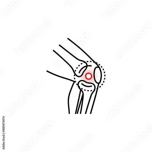 Human Knee Joint Line Art Illustration – Anatomical Leg Bone Outline Diagram
