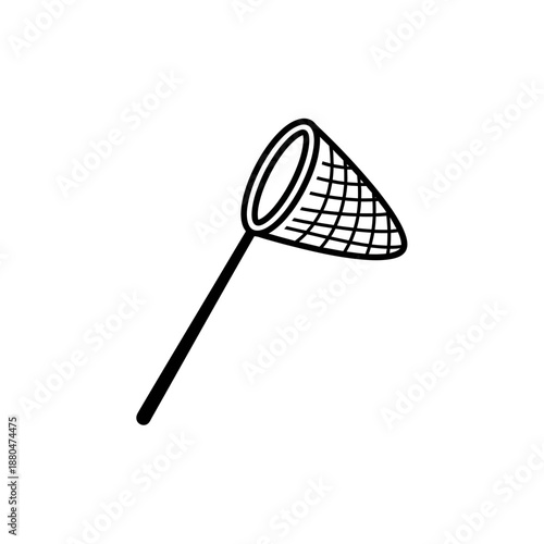 Fishing Net Icon Illustration – Angling Catch Tool Silhouette Symbol