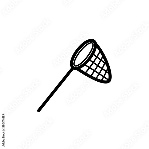 Fishing Net Icon Illustration – Angling Catch Tool Silhouette Symbol