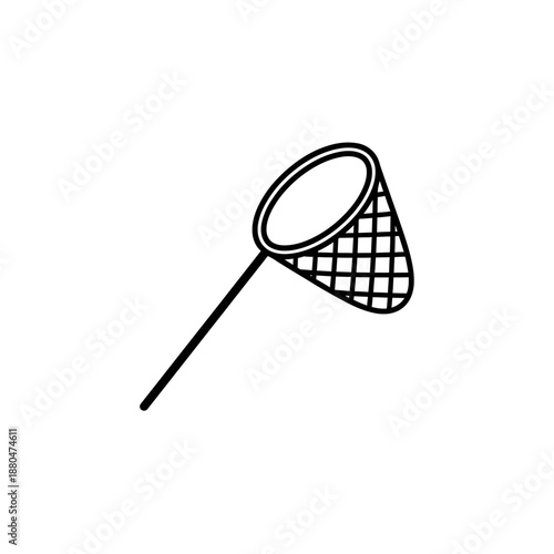Fishing Net Icon Illustration – Angling Catch Tool Silhouette Symbol