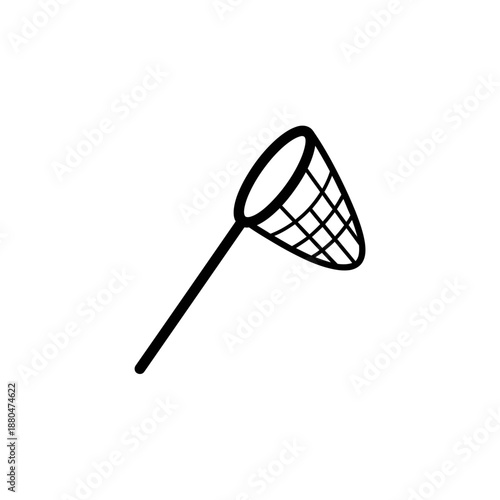 Fishing Net Icon Illustration – Angling Catch Tool Silhouette Symbol