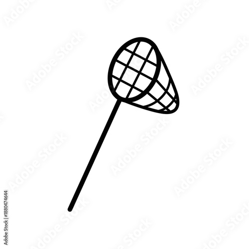 Fishing Net Icon Illustration – Angling Catch Tool Silhouette Symbol