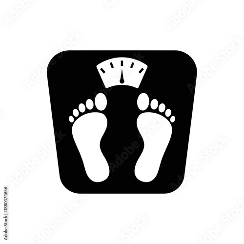 Bathroom Scale with Footprints Icon Illustration – Body Weight Measurement Symbol