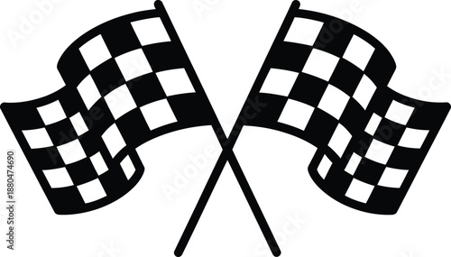 two crossed checkered Flag NASCAR Racing.
Crossed Checkered Racing Flags Finish Line Icon.