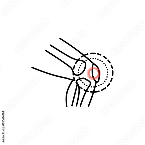 Human Knee Joint Line Art Illustration – Anatomical Leg Bone Outline Diagram