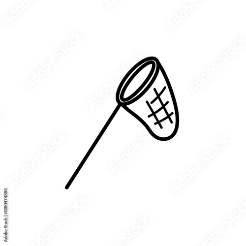 Fishing Net Icon Illustration – Angling Catch Tool Silhouette Symbol