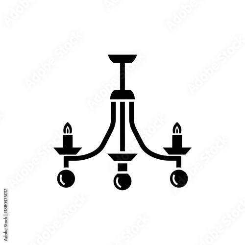 Modern Chandelier Light Fixture Icon Illustration – Ceiling Lamp Silhouette Symbol