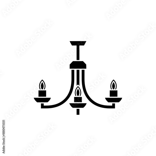 Modern Chandelier Light Fixture Icon Illustration – Ceiling Lamp Silhouette Symbol