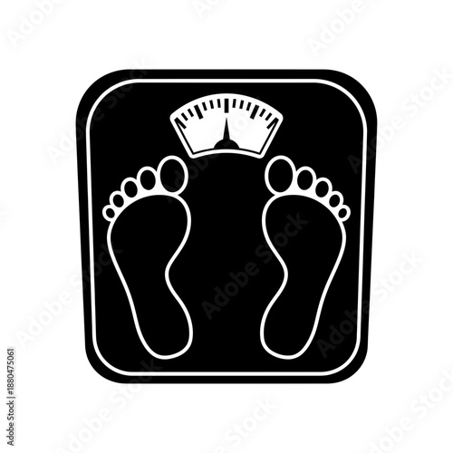 Bathroom Scale with Footprints Icon Illustration – Body Weight Measurement Symbol