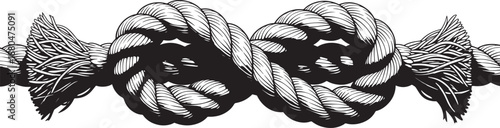 Two strong nautical rope knots illustration tied together tightly