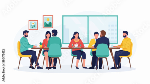 Diverse group of people in casual attire gather around a table