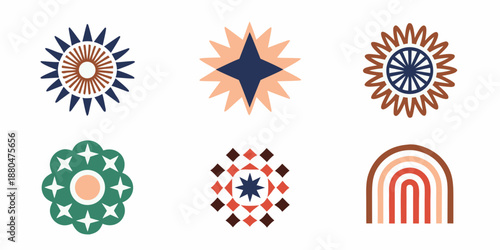 A collection of six unique abstract geometric shapes and patterns