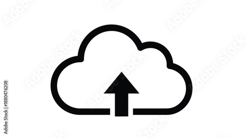 An arrow points upwards inside a cloud icon, symbolizing data upload.