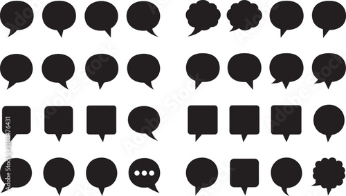 Speech bubble vector set, message balloon communication dialogue