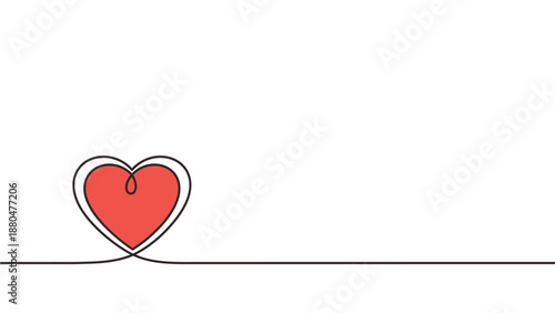 A single red heart drawn with a continuous line on a white background.