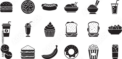 Fast food and snack icon collection for menu design and catering