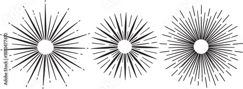 Starburst vintage design elements set retro radial lines illustration vector