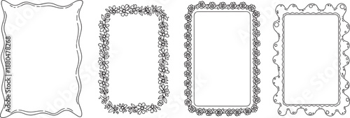 Set of decorative frames on a transparent background for design