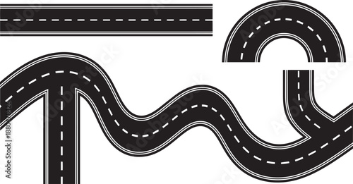 Roads curves and straights for racing and games vector illustration