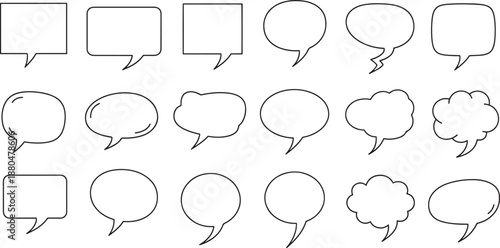 Different shapes of empty speech and thought bubbles for comics
