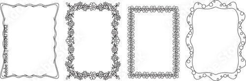 Decorative floral border frames set for greeting cards and photos