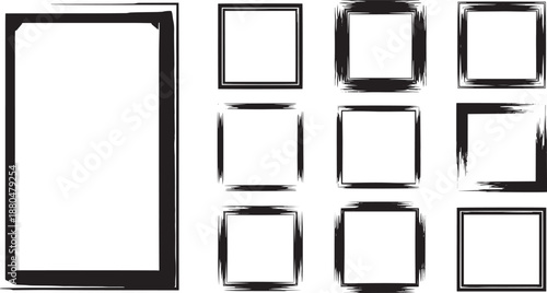Grunge square and rectangular frame border collection set