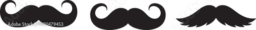 Vintage black silhouettes of man mustache facial hair style elements vector set