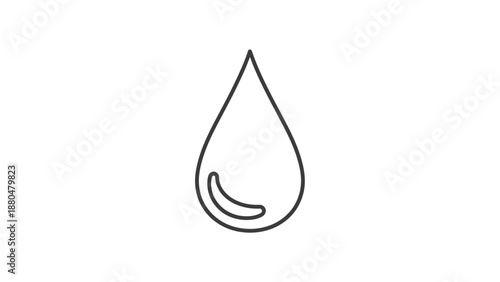 A single, simple line drawing of a water droplet against a white background.